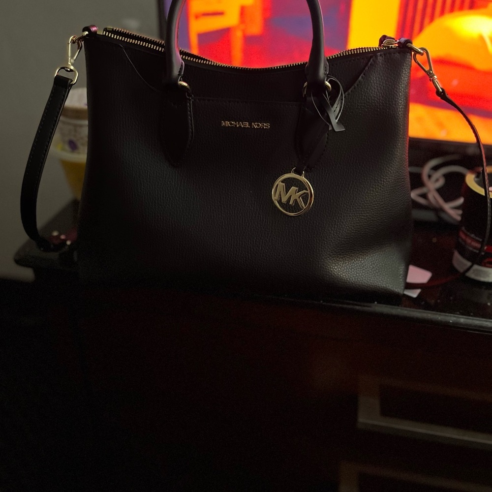 Michael Kors Black Satchel with Signature MK Hardware
